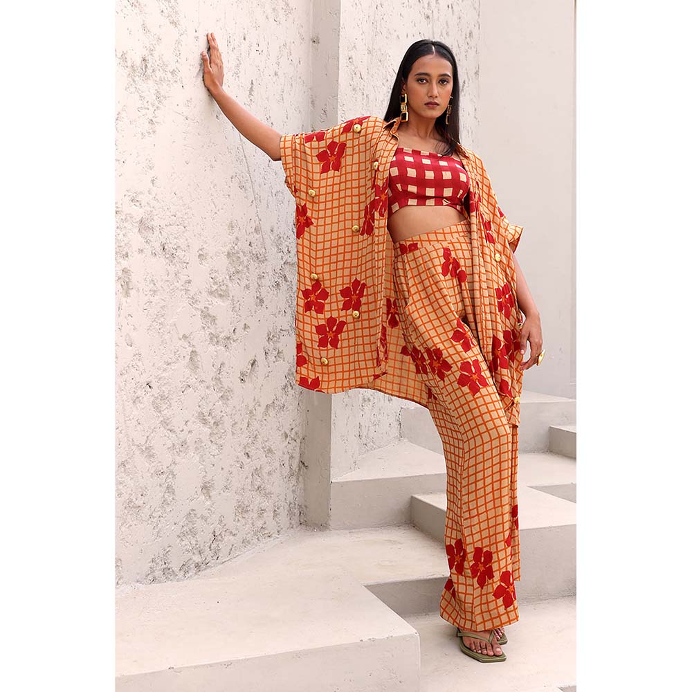 Aapro Label Orange and Red Phoenix Co-Ord (Set of 3)