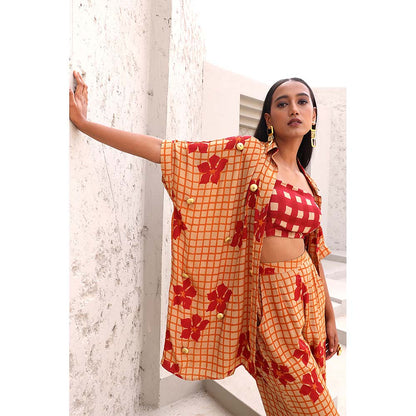 Aapro Label Orange and Red Phoenix Co-Ord (Set of 3)