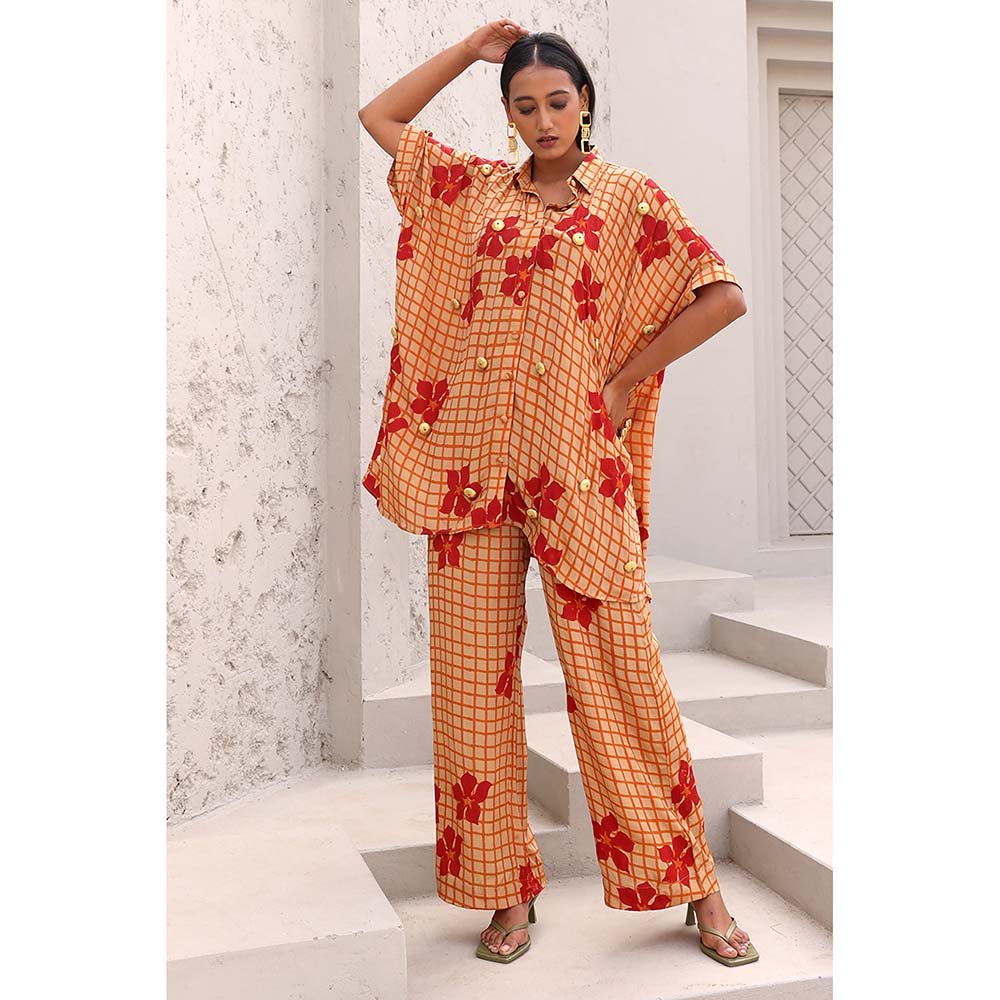 Aapro Label Orange and Red Bianca Co-Ord (Set of 2)