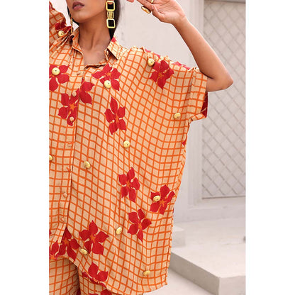 Aapro Label Orange and Red Bianca Co-Ord (Set of 2)