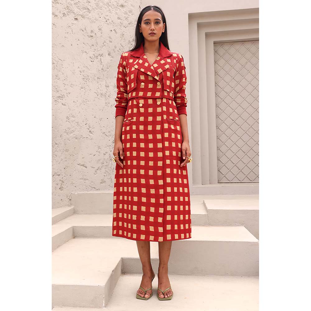 Aapro Label Orange and Red Gloria Dress with Jacket (Set of 2)