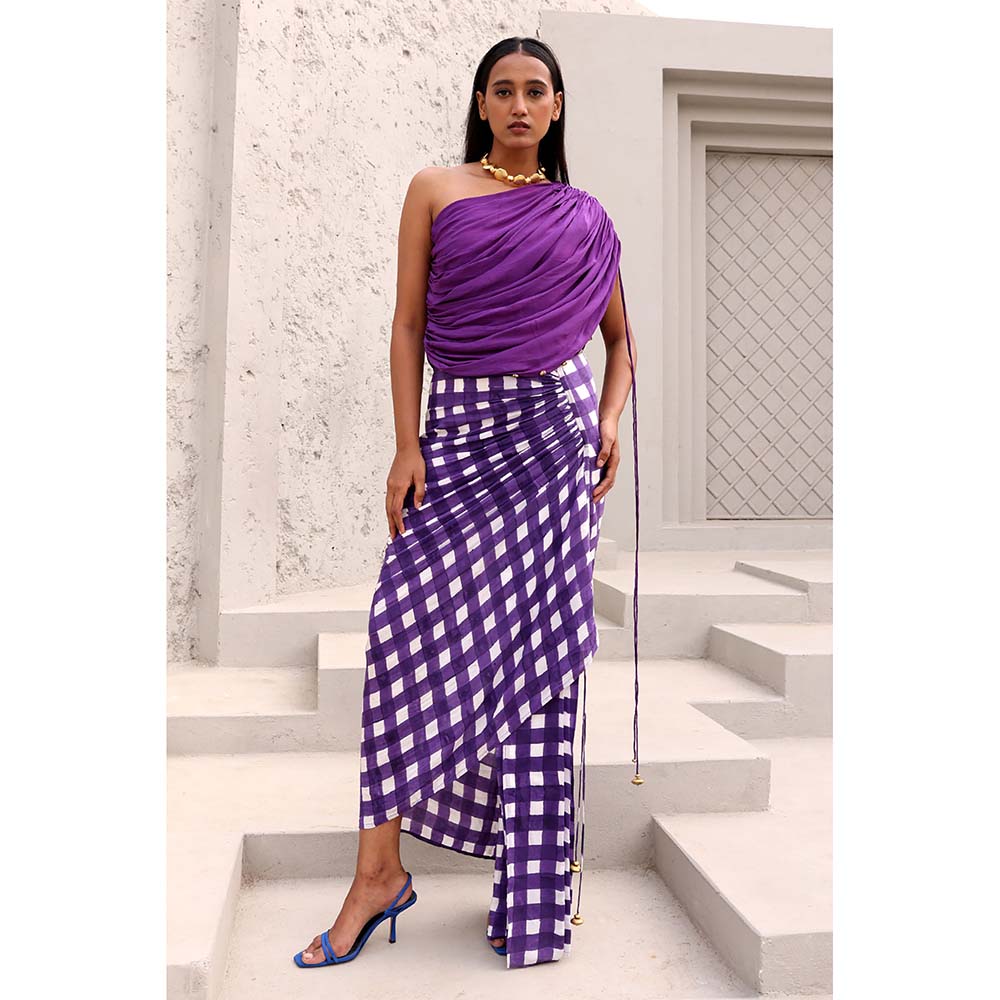 Aapro Label Purple Julia Draped Maxi Dress