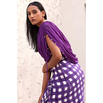 Aapro Label Purple Julia Draped Maxi Dress