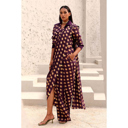 Aapro Label Purple Jane Pre Draped Saree with Stitched Blouse