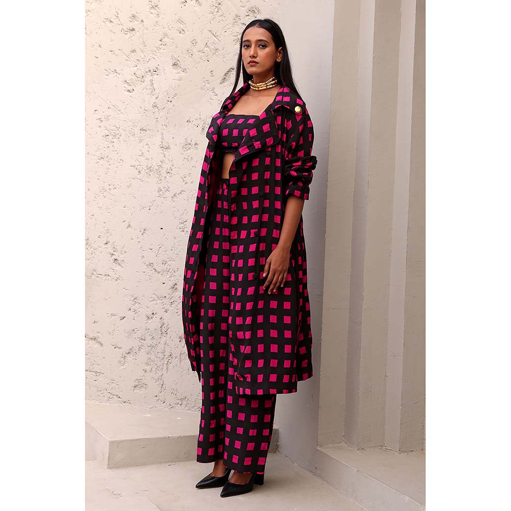 Aapro Label Hot Pink and Black Ruth Co-Ord (Set of 3)