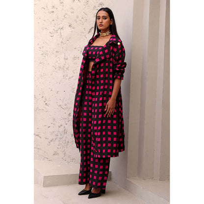 Aapro Label Hot Pink and Black Ruth Co-Ord (Set of 3)