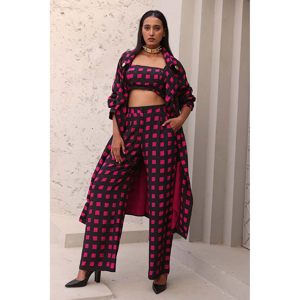 Aapro Label Hot Pink and Black Ruth Co-Ord (Set of 3)