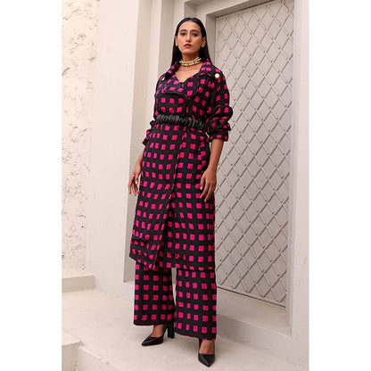 Aapro Label Hot Pink and Black Ruth Co-Ord (Set of 3)
