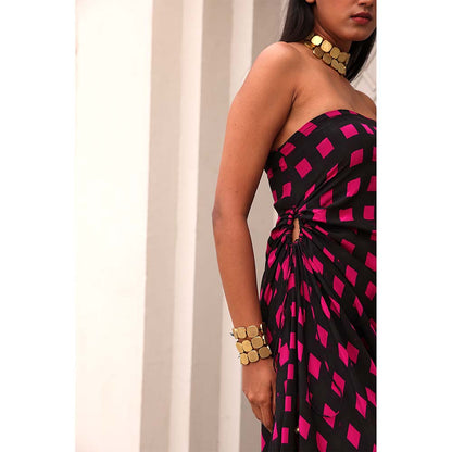 Aapro Label Hot Pink and Black Heidi Midi Dress