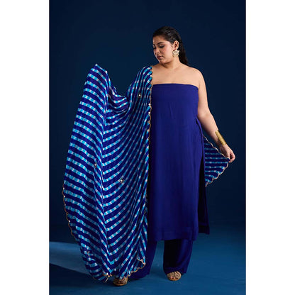 Aapro Label Rumani Blue Kurta With Pant And Dupatta