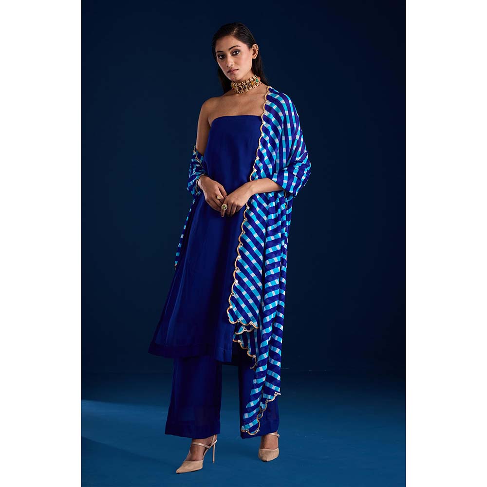Aapro Label Rumani Blue Kurta With Pant And Dupatta