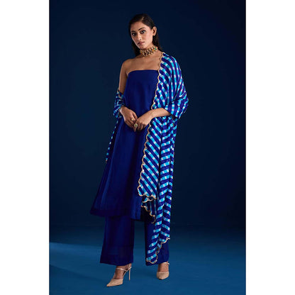 Aapro Label Rumani Blue Kurta With Pant And Dupatta