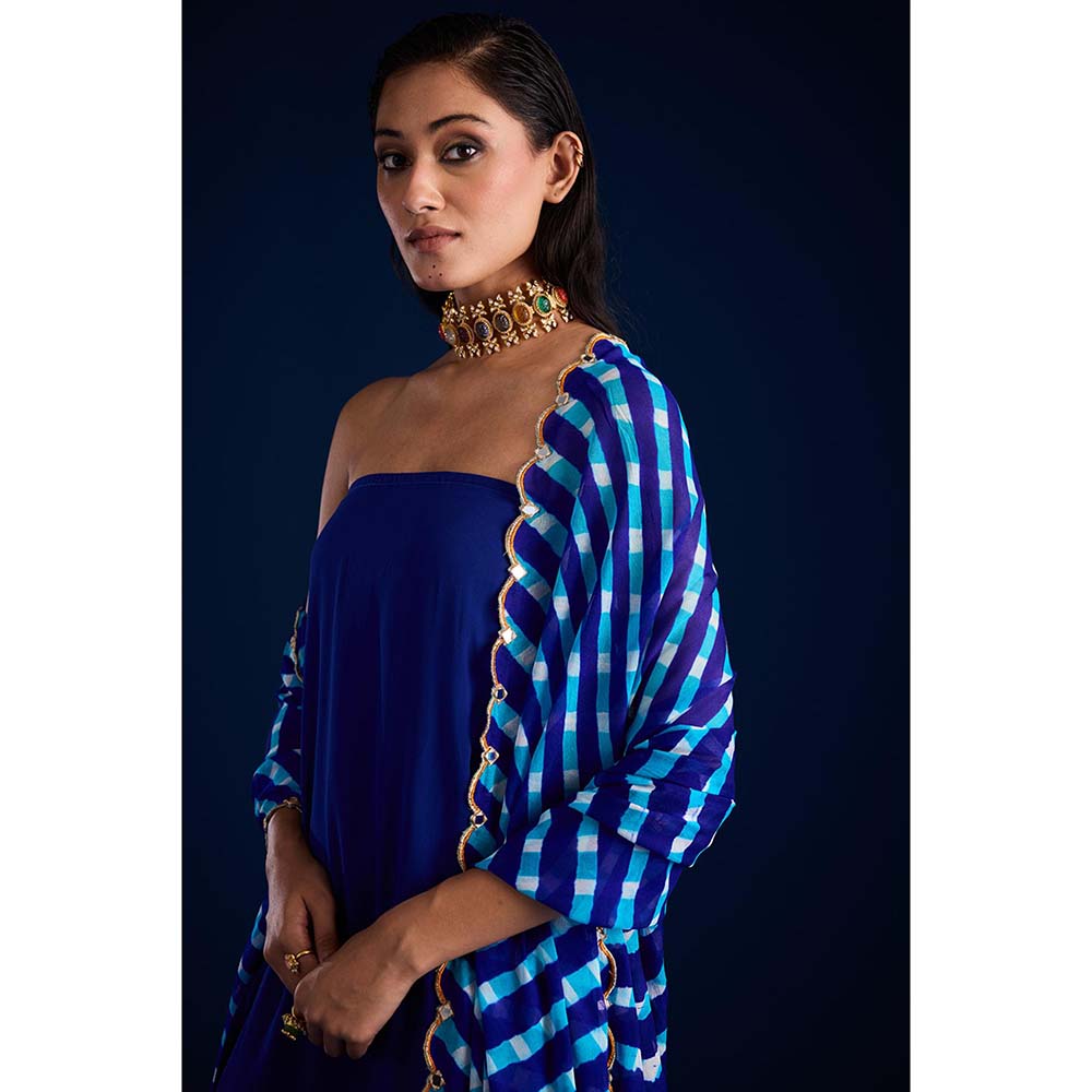 Aapro Label Rumani Blue Kurta With Pant And Dupatta