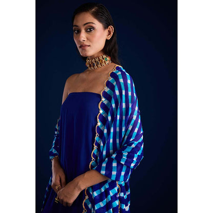 Aapro Label Rumani Blue Kurta With Pant And Dupatta