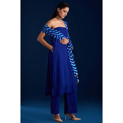 Aapro Label Rumani Blue Kurta With Pant And Dupatta