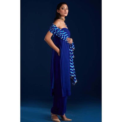 Aapro Label Rumani Blue Kurta With Pant And Dupatta