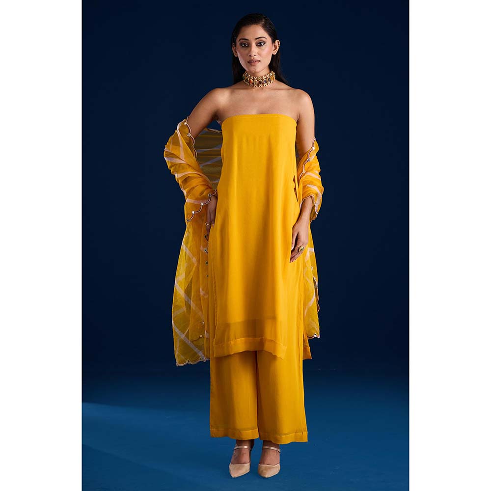 Aapro Label Alora Yellow Kurta With Pant And Dupatta