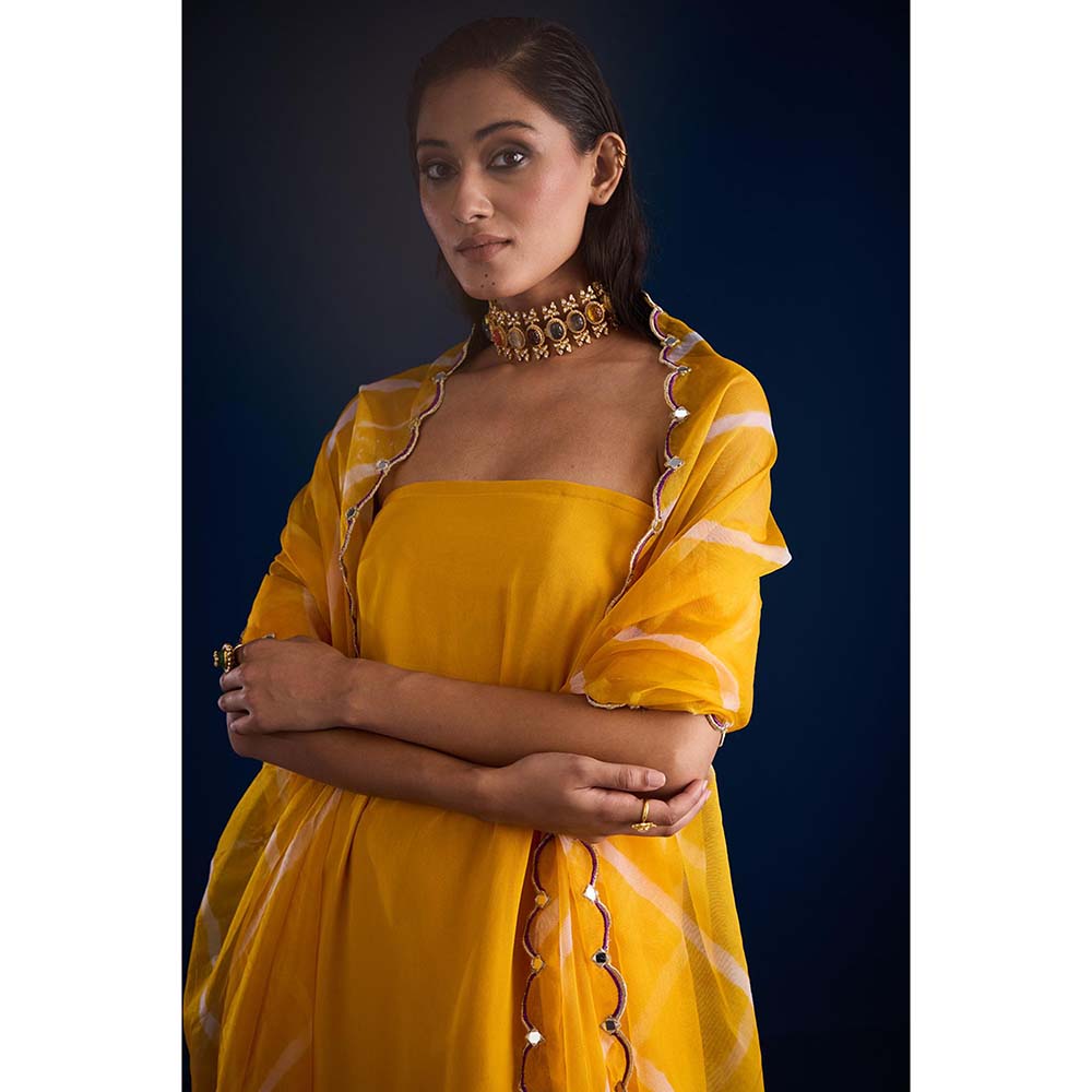 Aapro Label Alora Yellow Kurta With Pant And Dupatta