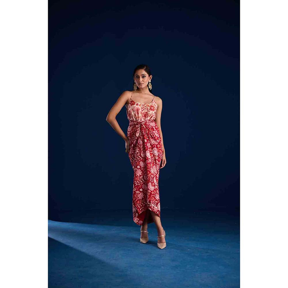 Aapro Label Zeria Draped Skirt With Top - Multi-Color