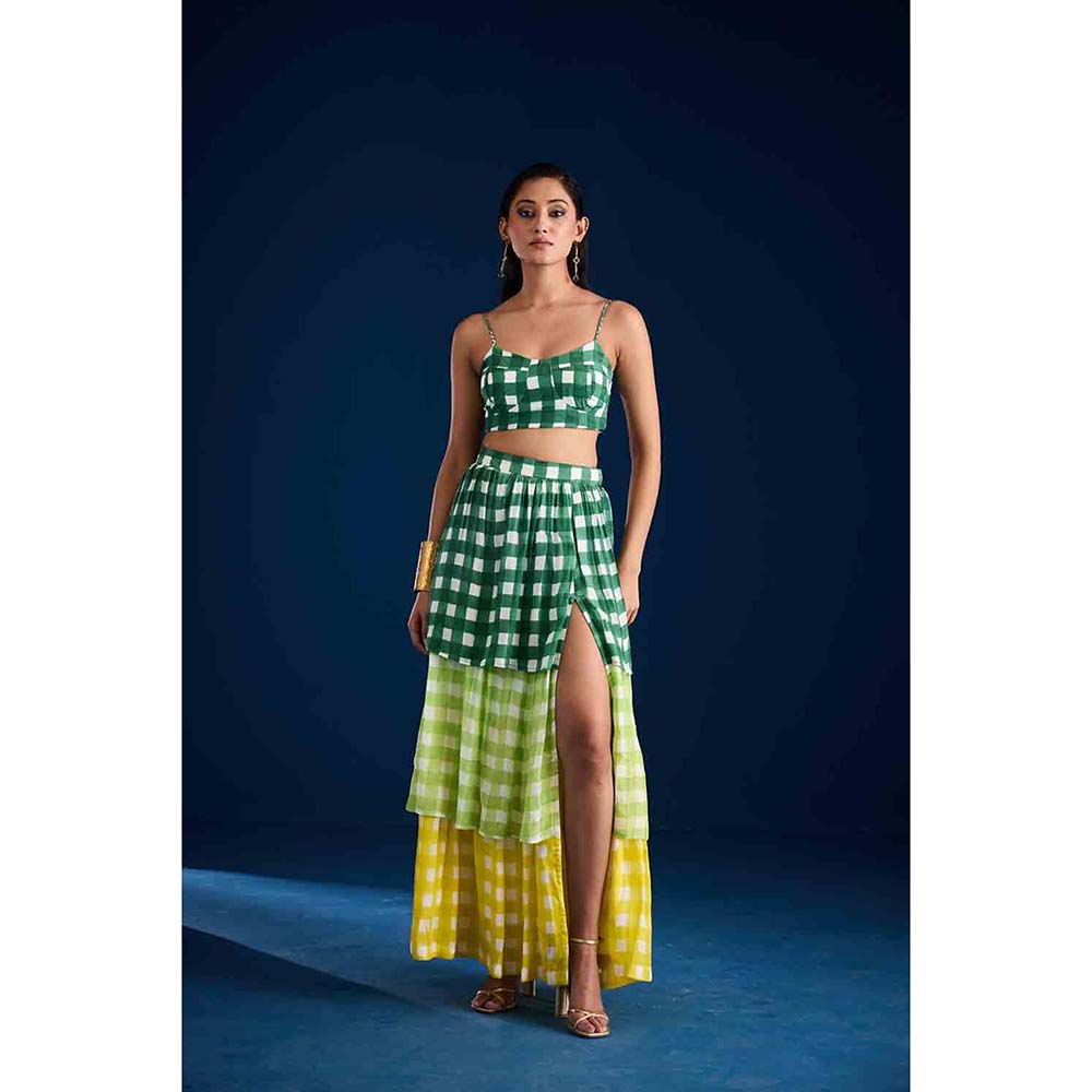 Aapro Label Selah Tier Skirt With Stitched Blouse - Multi-Color
