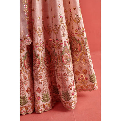 Aarti Sethia Studio Powdered Pink Lehenga with Blouse and Dupatta (Set of 3)