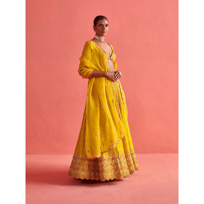 Aarti Sethia Studio Yellow Lehenga with Blouse and Dupatta (Set of 3)