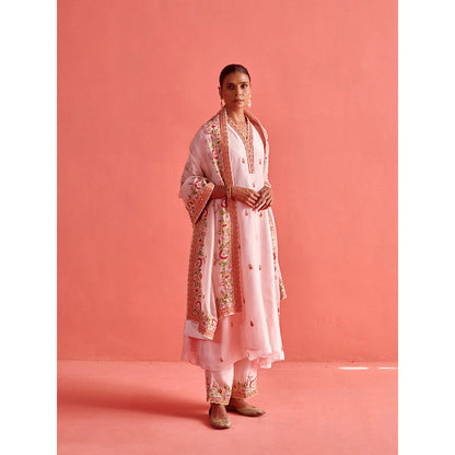 Aarti Sethia Studio Powder Pink Kurta and Pant with Dupatta (Set of 3)