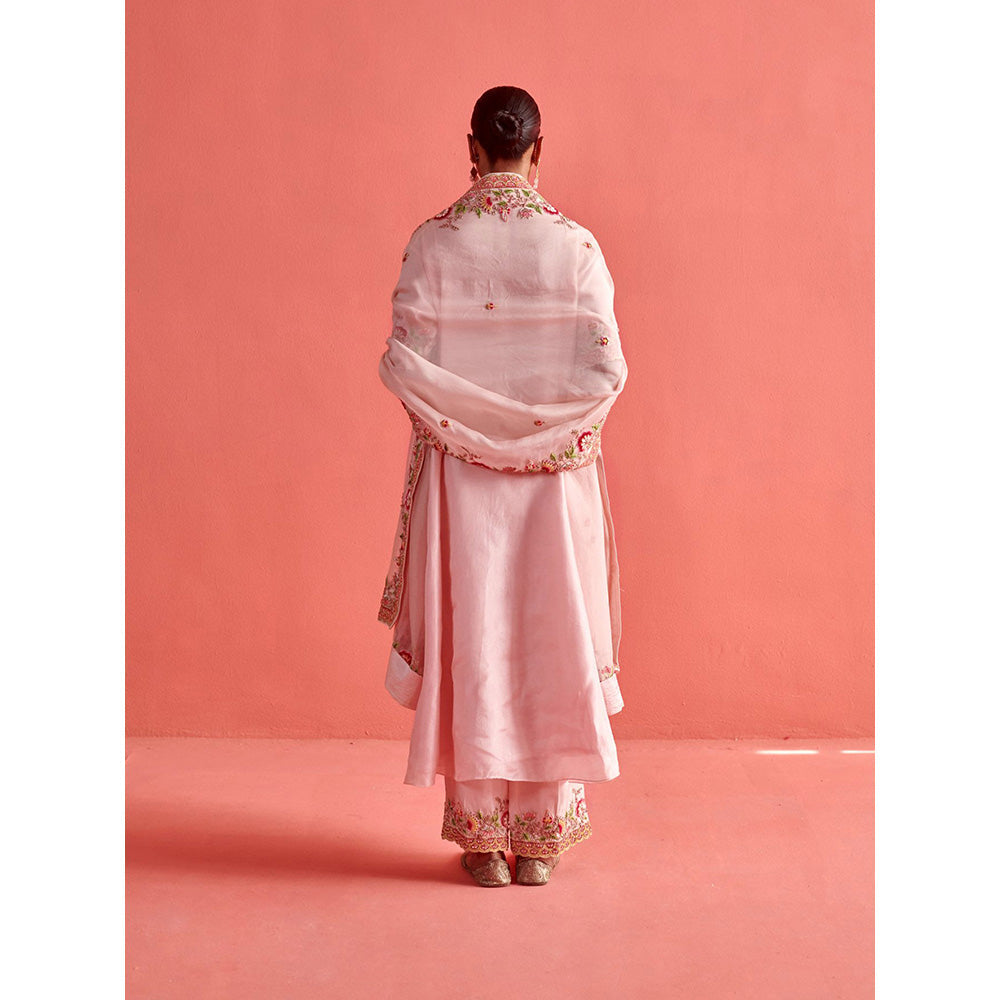 Aarti Sethia Studio Powder Pink Kurta and Pant with Dupatta (Set of 3)