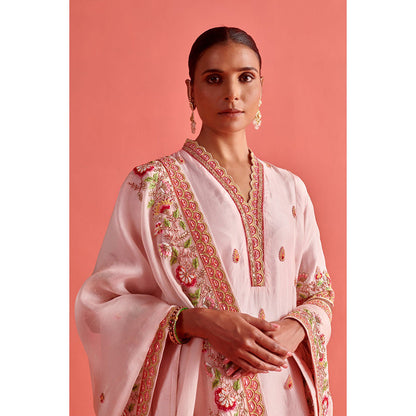 Aarti Sethia Studio Powder Pink Kurta and Pant with Dupatta (Set of 3)