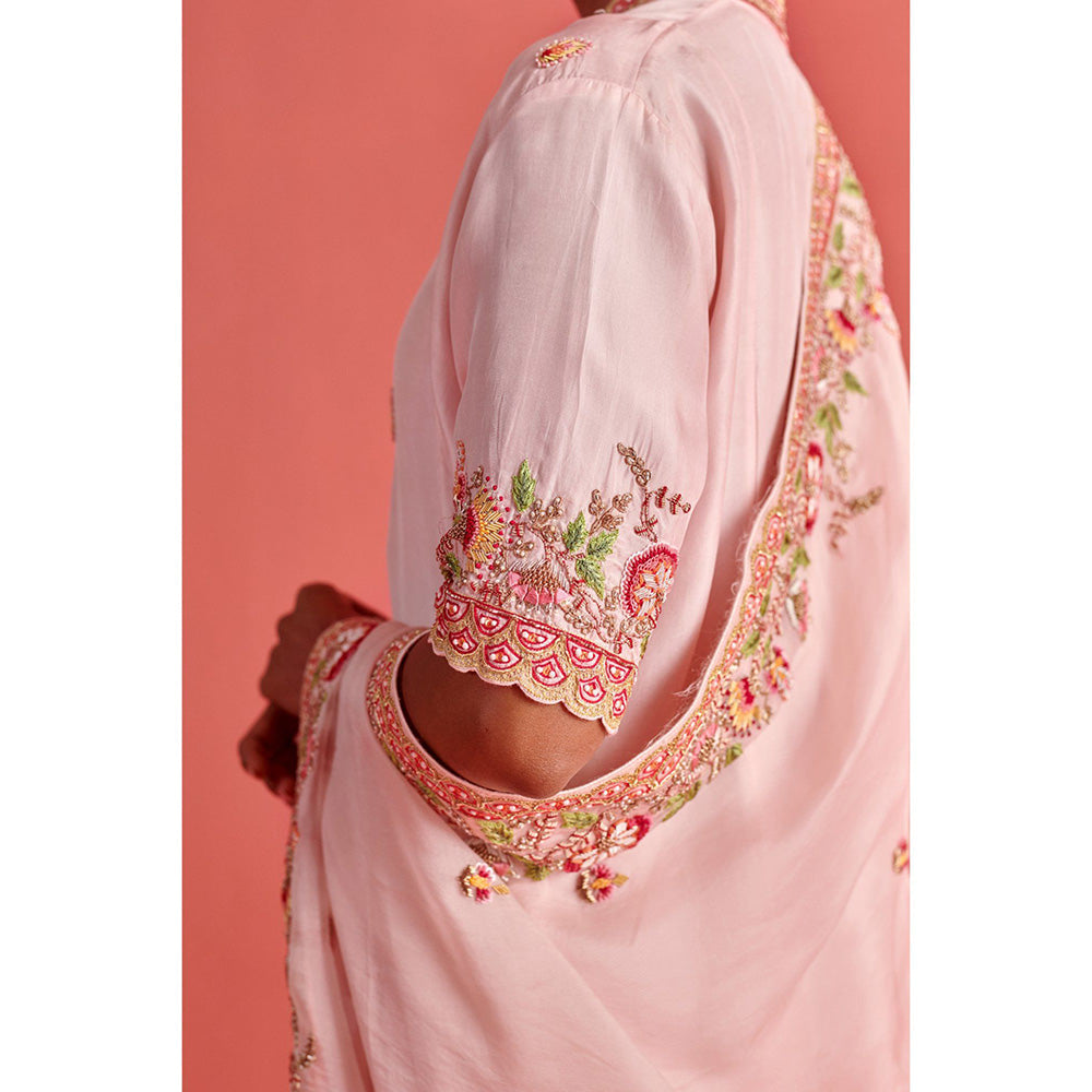 Aarti Sethia Studio Powder Pink Kurta and Pant with Dupatta (Set of 3)