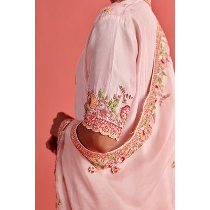 Aarti Sethia Studio Powder Pink Kurta and Pant with Dupatta (Set of 3)