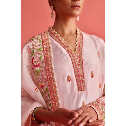 Aarti Sethia Studio Powder Pink Kurta and Pant with Dupatta (Set of 3)