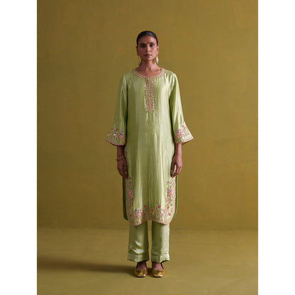 Aarti Sethia Studio Pista Green Kurta and Pant with Dupatta (Set of 3)
