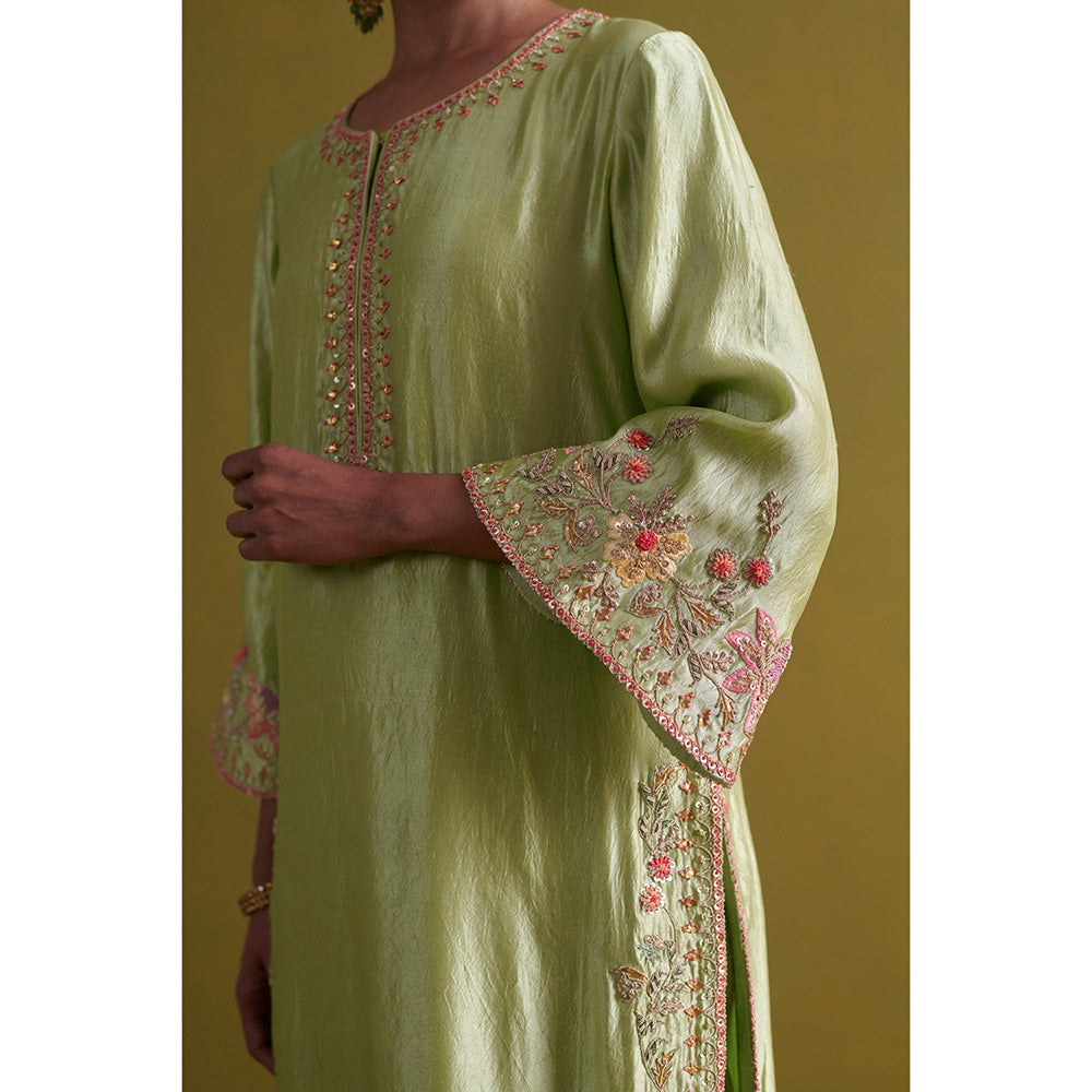 Aarti Sethia Studio Pista Green Kurta and Pant with Dupatta (Set of 3)
