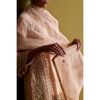 Aarti Sethia Studio Beige Palazzo with Kurta and Dupatta (Set of 3)