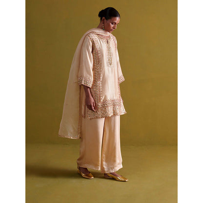 Aarti Sethia Studio Beige Palazzo with Kurta and Dupatta (Set of 3)