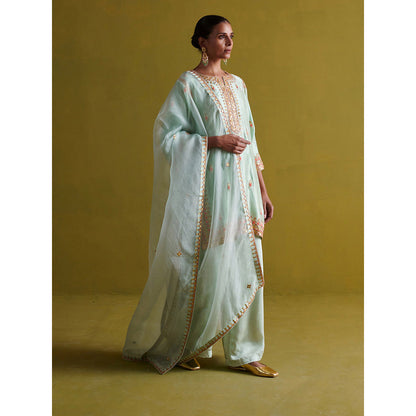 Aarti Sethia Studio Light Sage Green Palazzo with Kurta and Dupatta (Set of 3)
