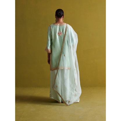 Aarti Sethia Studio Light Sage Green Palazzo with Kurta and Dupatta (Set of 3)