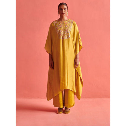 Aarti Sethia Studio Mustard Yellow Kaftan and Palazzo (Set of 2)