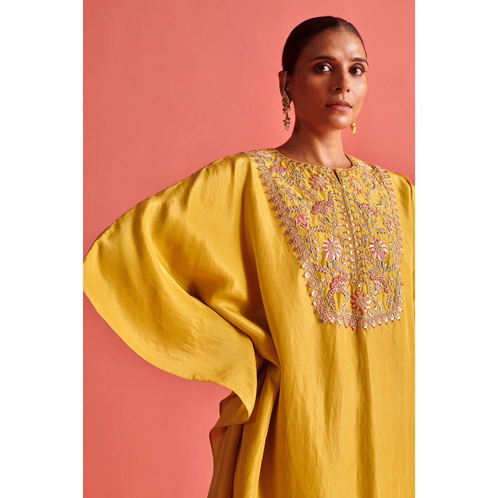 Aarti Sethia Studio Mustard Yellow Kaftan and Palazzo (Set of 2)