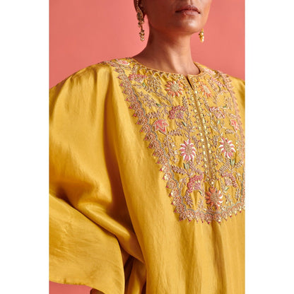 Aarti Sethia Studio Mustard Yellow Kaftan and Palazzo (Set of 2)