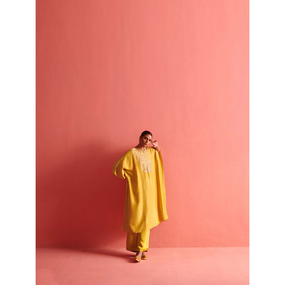 Aarti Sethia Studio Mustard Yellow Kaftan and Palazzo (Set of 2)