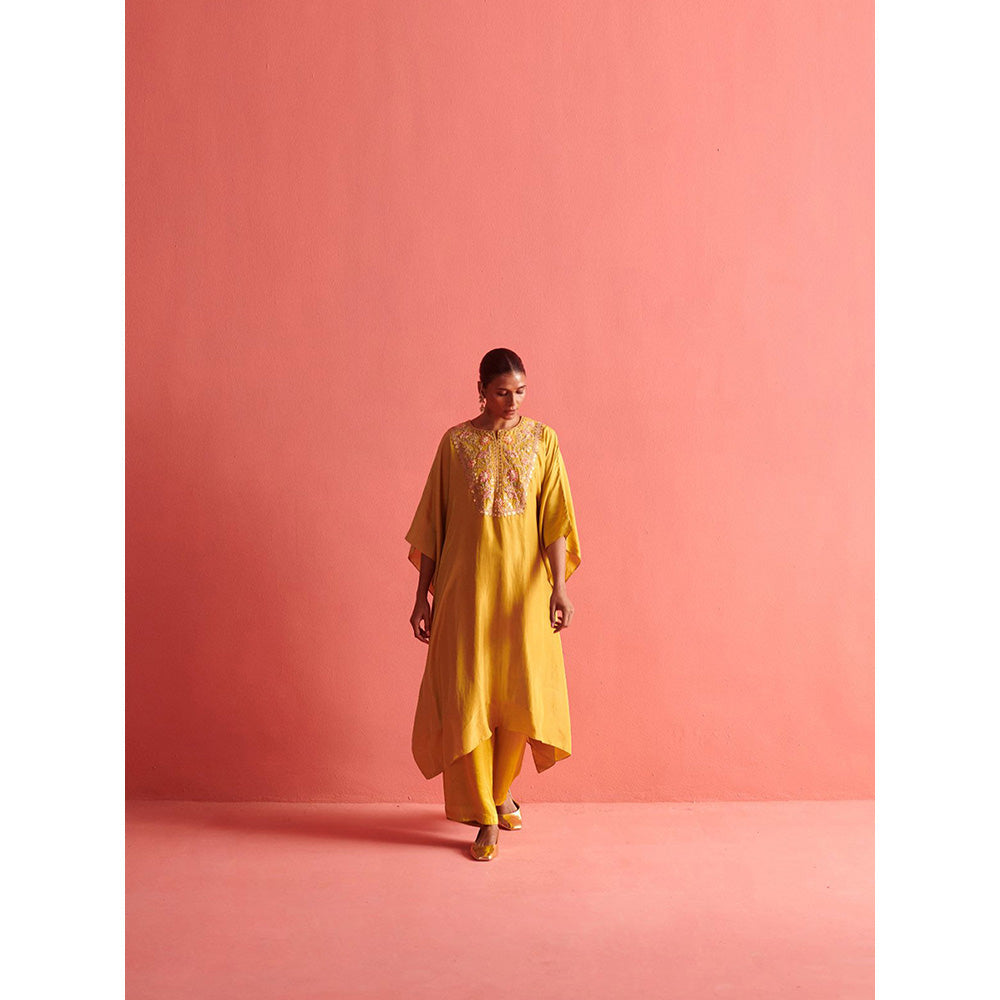 Aarti Sethia Studio Mustard Yellow Kaftan and Palazzo (Set of 2)