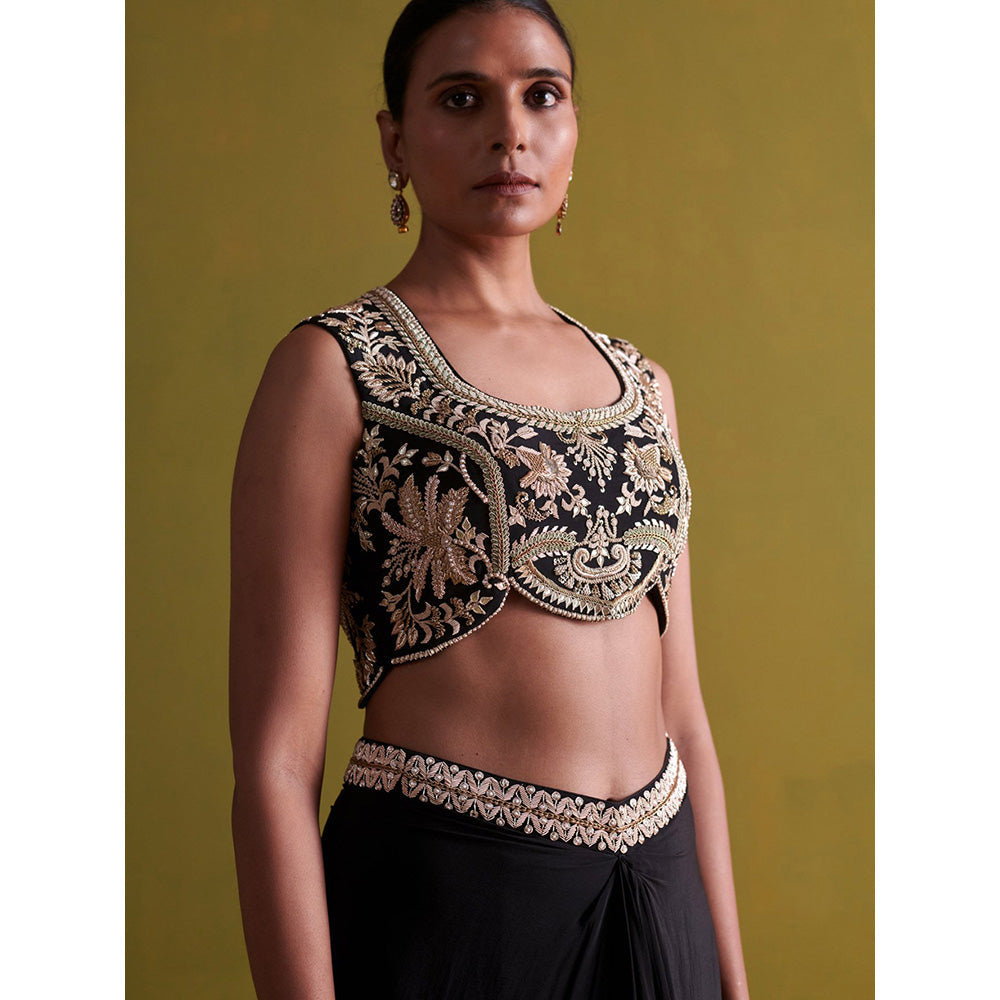 Aarti Sethia Studio Black Hand Embroidered Stitched Blouse