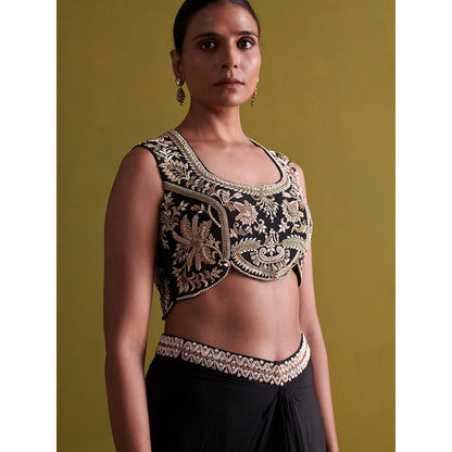 Aarti Sethia Studio Black Hand Embroidered Stitched Blouse