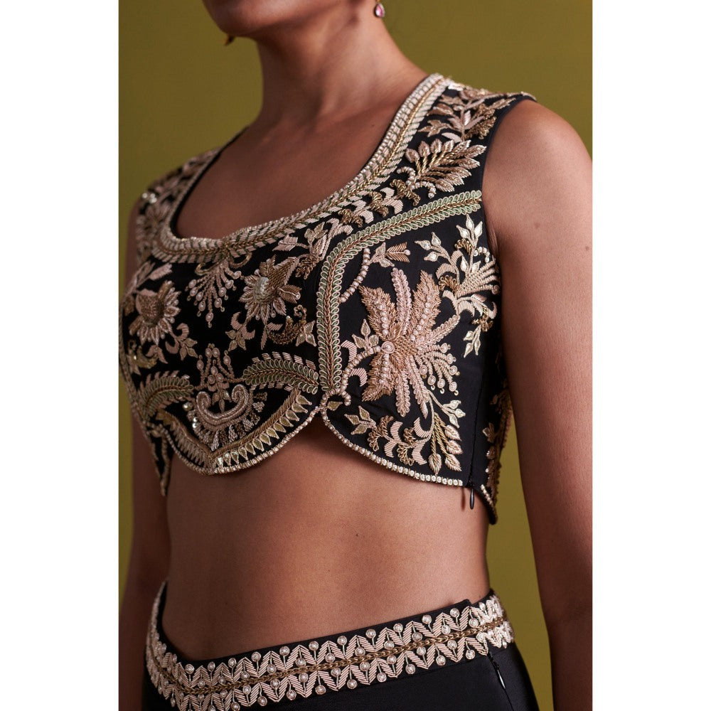 Aarti Sethia Studio Black Hand Embroidered Stitched Blouse