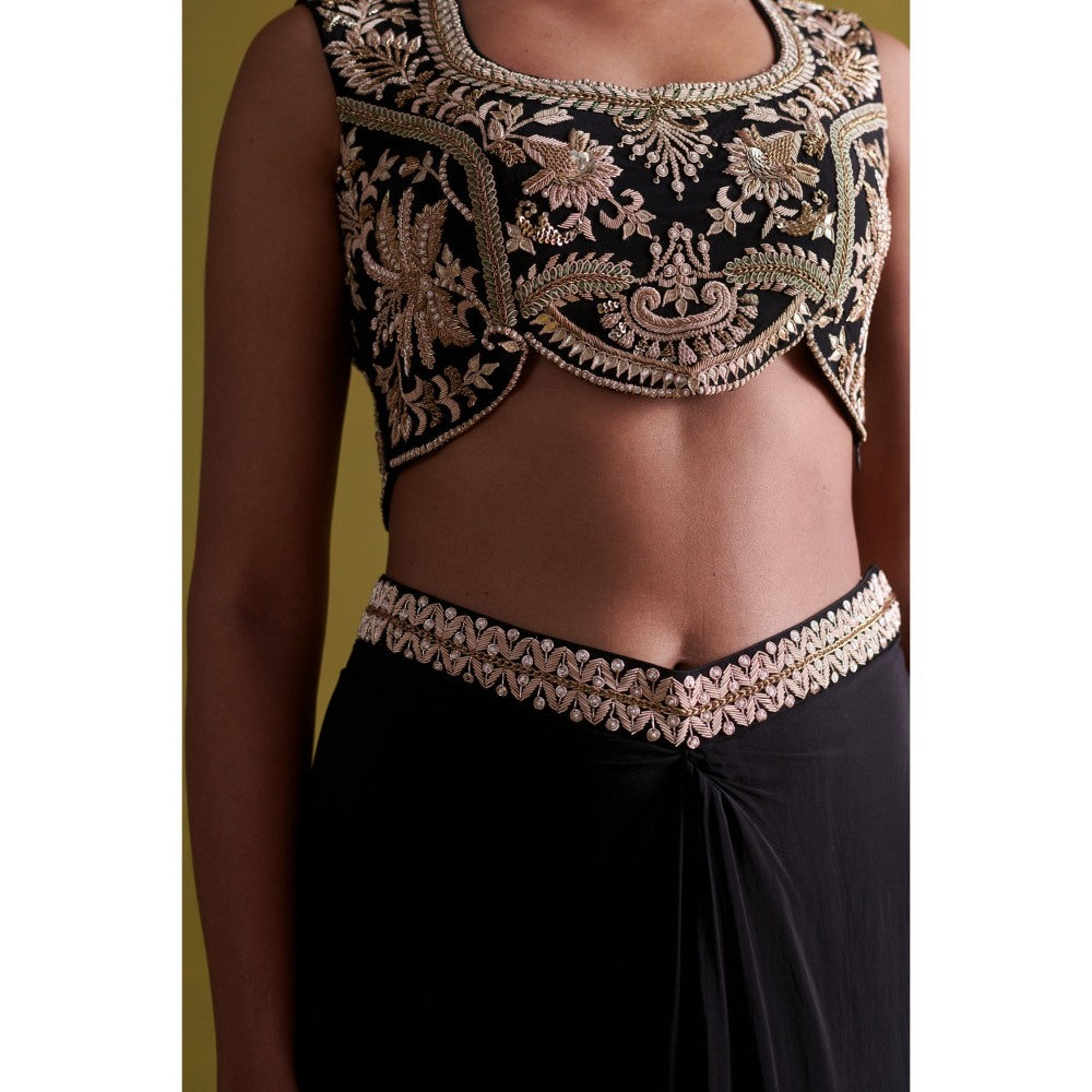 Aarti Sethia Studio Black Hand Embroidered Stitched Blouse