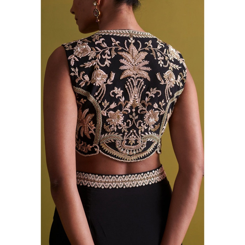 Aarti Sethia Studio Black Hand Embroidered Stitched Blouse