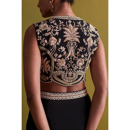Aarti Sethia Studio Black Hand Embroidered Stitched Blouse