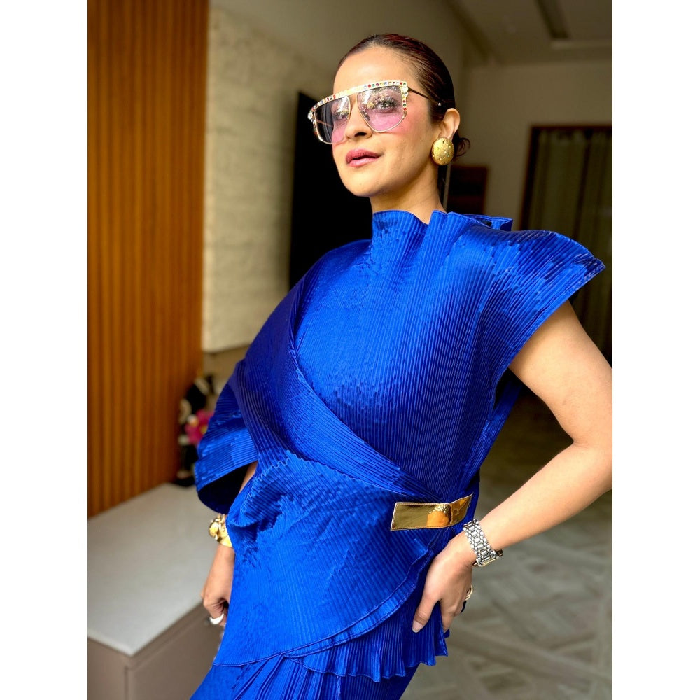 Aasabysimran Sapphire Buckle Lunar Bloom In Electric Blue Top